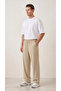 Men's Beige Parachute Fabric Baggy Oversize Loose Fit Sweatpants - 5