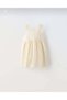 Girl's Ecru Scallop Dress with Straps, Summer Cotton Stylish Dress - 2