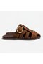 Women's Suede Slippers with Gold Buckle, Soft Sole, Stylish, Comfortable, Casual Summer Sandal Slippers - 2