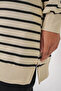 Women's Crew Neck Striped Viscose Black Hijab Tunic - 8