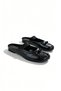 Novera Black Cracked Patent Leather Banded Toe Detail Women's Slippers - 3