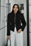 Black Jacket with Button and Embroidery Detail - 2671 - 3