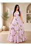 Women's Crew Neck Floral Pattern Relaxed Fit Long Dress