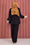 Layered Lace Detailed Double Hijab Set Black - 4