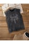 Gothic Design Printed Crew Neck Washed Vintage Unisex Oversize Athlete T-Shirt