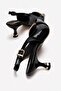 Women's Buckle-Strap Open-Back Thin Heeled Shoes Black Yanki̇ - 5