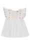 Ruffled Floral Embroidered Set for 2-5 Years - Beige - 3