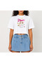 Crop T-Shirt White Dream Printed Relaxed Fit Raw Cut Basic Short Tshirt
