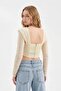Women's Underwire Long Sleeve Off-Shoulder Tulle Detailed Design Corset - 2
