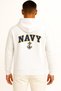 Hooded Blue Navy Anchor Chest and Back Printed Unisex Sweatshirt - 2
