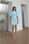 Baby Blue Force Volume Dress with Sleeve Detail - 2