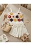 Girl's holiday-themed ruffle detail two-piece summer outfit set