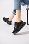 Lofertem Floral Embroidered Women's Sports Shoes Black Skin