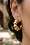 Gold Premium Anti-Tarnish Striped Hoop Lightweight Earrings