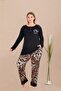 Patterned Plus Size Long Sleeve Pajama Set