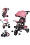 6-in-1 Kids Tricycle with Canopy, Foldable Toddler Trike from 10 Months to 5 Years, 360° Rotating Seat, Pedals, Grows with Child, for Baby Boys Girls, Rose Red