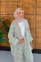 Women's Tulle Floral Embroidered Bat Sleeve Linen Suit - 4