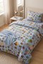 Children's Duvet Cover Set with Single Elastic Sheet and Natural Healthy Cotton Cushion