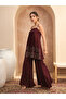 Brown Embroidered Strappy Kurta and Palazzos Set - 3