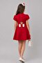 Girl's Red Dress with Back Button and Low-Cut Detail and Lining Inside - 4
