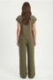 Women's Kelsey Asymmetrical Tie-Up Vest Waist Tied Pants Woven Khaki Top and Bottom Set - 6