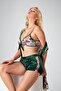 Women's 3-Piece Green Floral Patterned Satin Shorts Set - 2