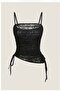 Transparent Lace Patterned Gothic Y2K Strapless Blouse with Straps - 3