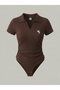 Polo Collar Ribbed Lycra Premium Bodysuit - 3