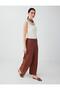 Kıremıt 100% Linen Wide Leg Lace-Up High Waist Trousers - 3