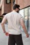 Stone Color Regular Fit Crew Neck Ribbed Knitwear Men's T-Shirt E7490 - 3