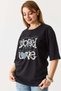Women's crew neck relaxed fit short sleeve t-shirt - black
