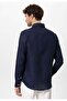 Collar button detailed 100% linen men's shirt - 5