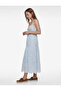 Cotton Strappy Layered Flounce Embroidered Long Dress - 2