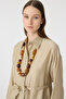 Belted Shirt Collar Relaxed Cut Mink Suit 1829 - 2