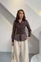 Brown Body Detailed Transparent Striped Blouse