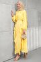 Mustard Color Balloon Sleeve Dress with Skirt - 5