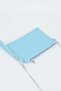 Women's Baby Blue Star Embroidered Faux Leather Portfolio Handbag and Clutch Bag with Chain Strap - 3