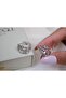 Kp603 Silver Hoop Earrings with Drop and Baguette Stones (Inner Diameter 14 mm) - 2