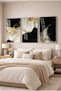 Minimalist 3-Piece Glass Painting Set with Black and Gold Details - Silver Metal Framed Painting for Home and Office - 2