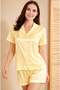 Boydan Buttoned Satin Patterned Jacquard Shorts Set 86-30