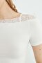 Lace Strap Detailed Boat Neck Blouse - 7