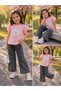 Girl's Jeans 100% Cotton Set, Top and Bottom Set, Super Quality, Baggy Jeans, Top Made of Combed Cotton with Floral Pattern. Travel Wear. - 3