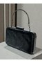 Black Laser Waterway Patterned Women's Evening Dress Bag with Black Handle Detail for Wedding Engagement Graduation - 2
