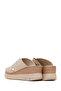 Women's Cream Wedge Heeled Leather Comfort Slippers 26Sfd342118 - 6