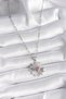 316L Steel Silver Color Pink Zircon Stone Heart Engraving Medallion Model Women's Necklace 5886 - 2