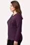 Women's Purple Stone Detailed Combed Cotton Blouse - 2