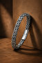 Men's Double Row King Chain Steel Bracelet Stainless Steel Modern Stylish Interlocking Bracelet - 5