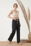 Women's Black Muslin Palazzo Trousers 100% Cotton Wide Leg High Waist Summer Wear - 4