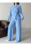 Thin Brooch Tie-Up Oversized Modal Jacket and Trousers Set - 7