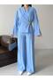 Thin Brooch Tie-Up Oversized Modal Jacket and Trousers Set